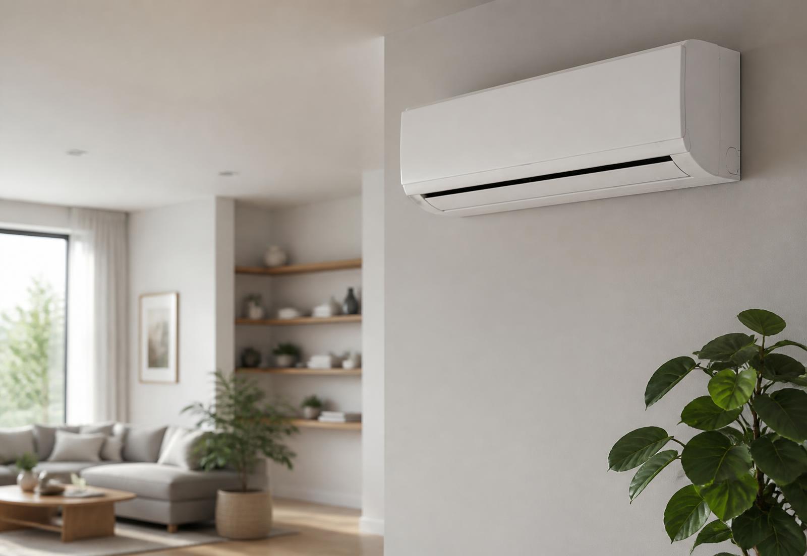 Climatiseur mural moderne installé dans le salon d'une maison en Haute-Garonne